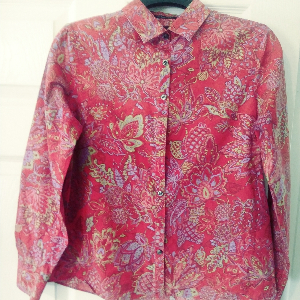 👚LANDS END CLASSIC WOMEN SHIRT.🛍🌺A FABULOUS VINTAGE GIFT. 👡👡